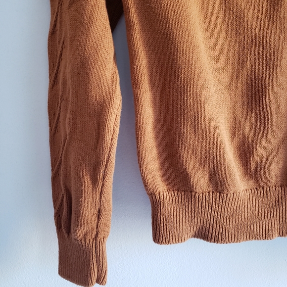 J. Crew Crewneck cable pointelle cotton sweater Small Scandi Pumpkin Caramel - Picture 9 of 10
